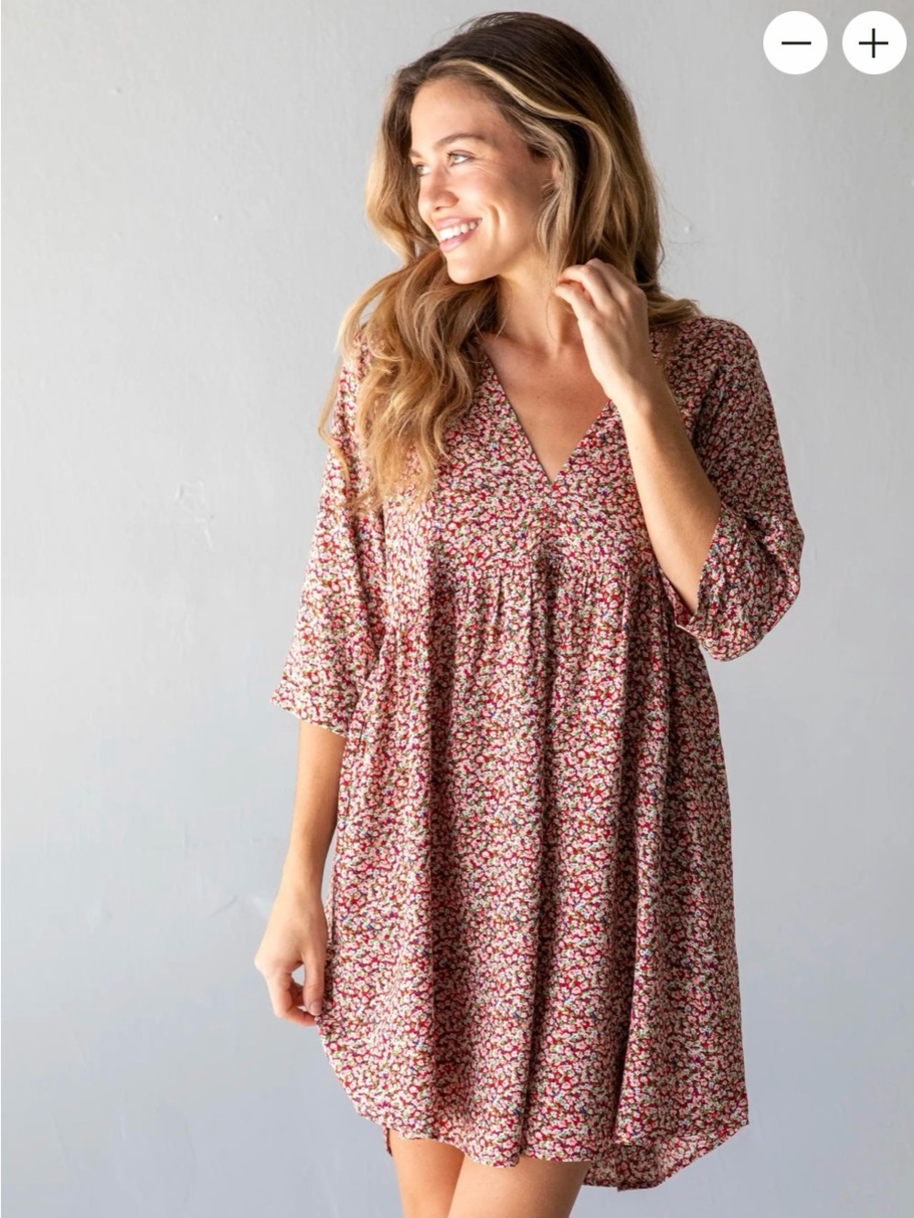 Natural Life Pink Ditsy Floral V-Neck Mini Dress 🆕